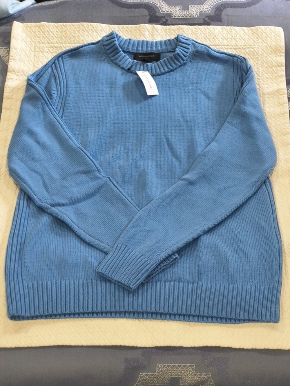 Banana Republic Factory Plaited Crew-Neck 100% Cotton Sweater
